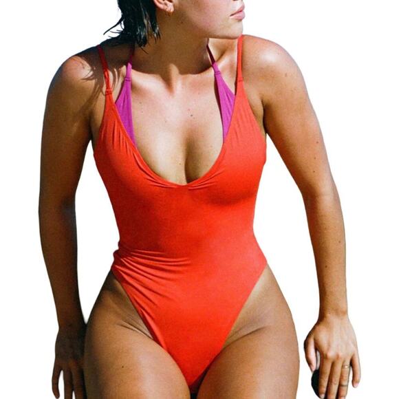 LSPACE Seam-free Marilou One Piece in Berry & Pimento Women’s Size XS - Picture 4 of 9